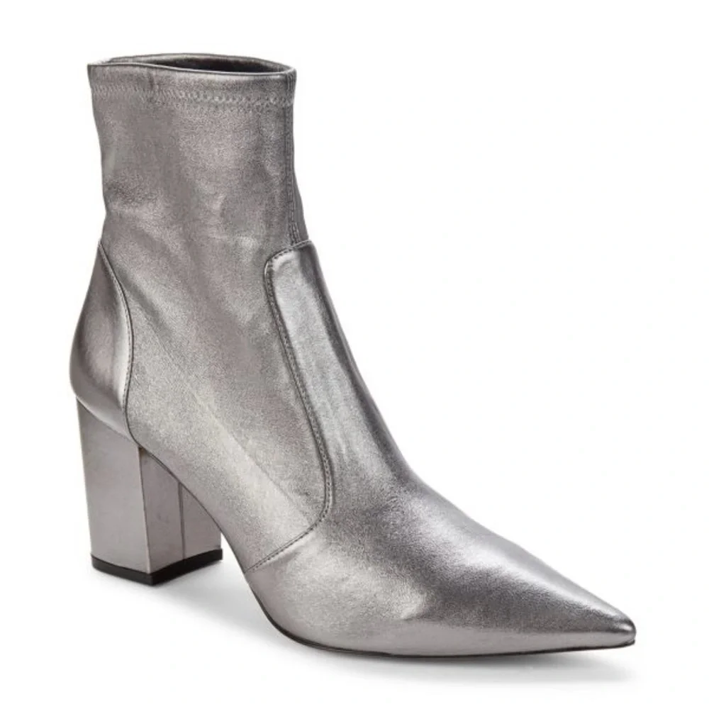 STUART WEITZMAN Metallic Block Heel Sock Booties. Size 8
 N1-10 - Picture 2 of 8